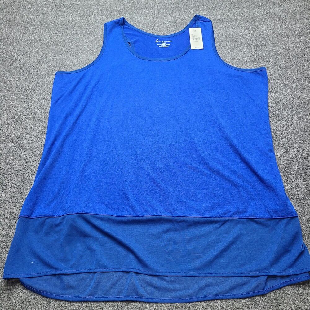 Lane Bryant Tank Top Womens 18/20‎ Blue Layered Hem Stretch Sleeveless Shirt Gym